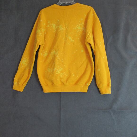 Gildan Sweatshirt Women Medium Yellow Fleece Sunflower Granola Girl Flower Child - Picture 3 of 8